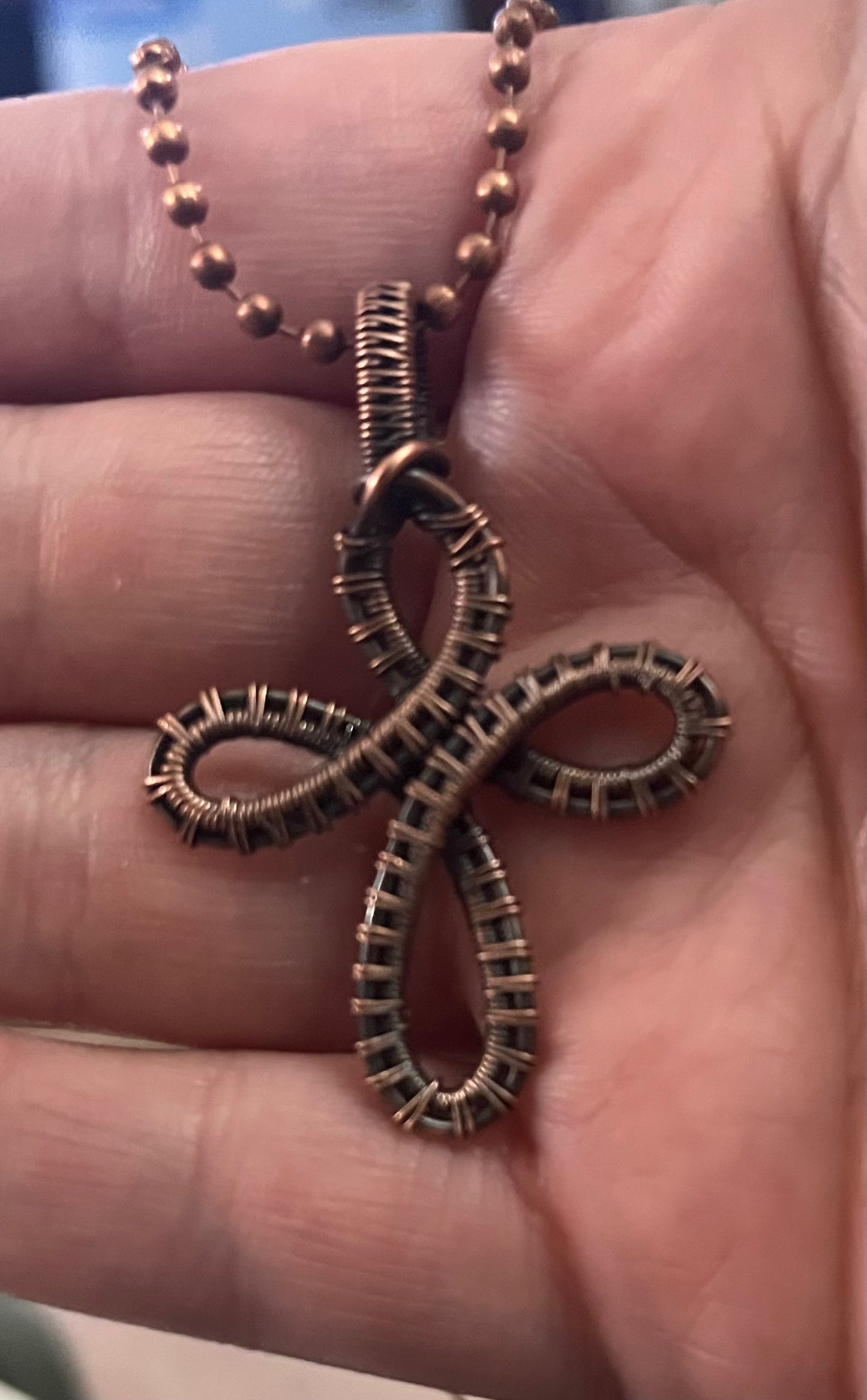 Oxidized Copper Infinity Cross