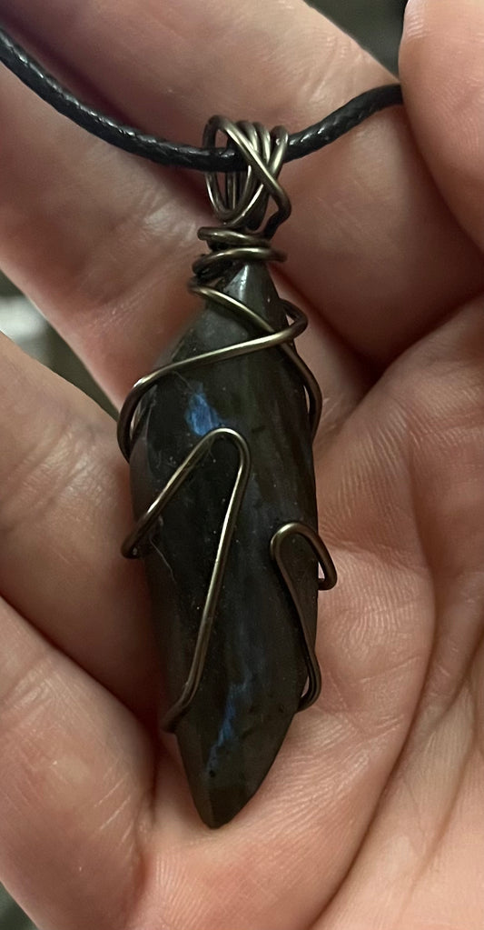 The Secret Flash Labradorite Wire Wrapped Pendant
